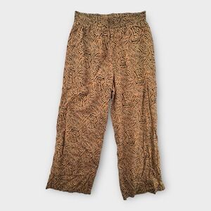 Charlie Holiday Whitney Pants Women's 8 Wide Leg Pull On Elastic Animal Print